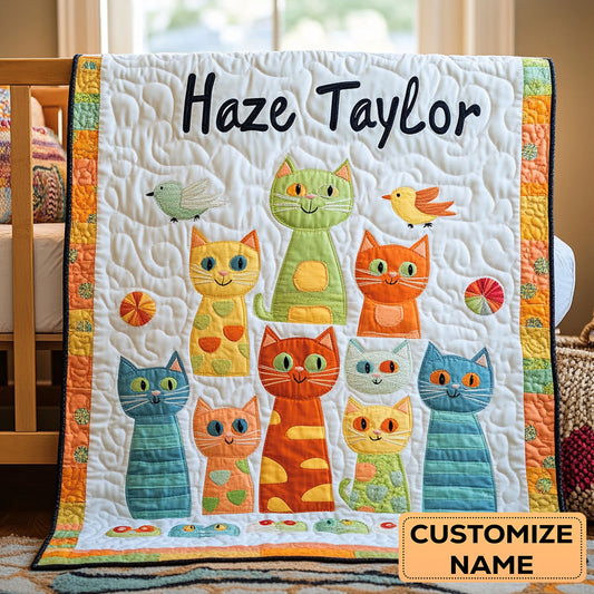 Cat Friends WN2407017CL Personalized Baby Quilt