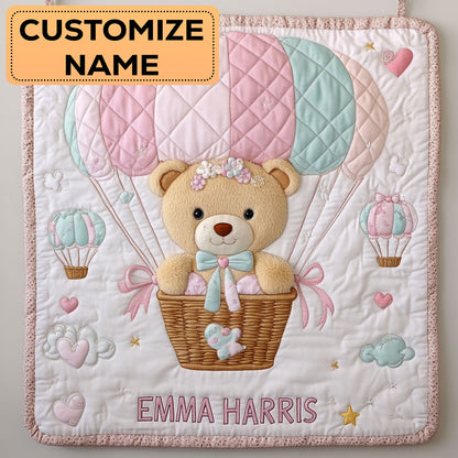 Bear Balloon Hug CW2607004CL Personalized Baby Quilt