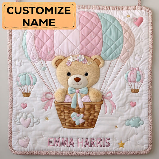 Bear Balloon Hug CW2607004CL Personalized Baby Quilt