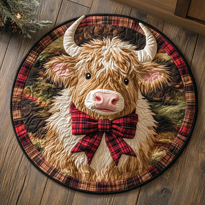 Rustic Highland Cow CM2605006CL Quilted Round Mat