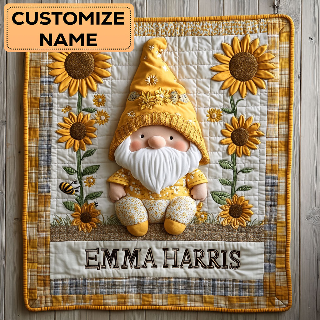 Little Gnome Sunflower CW3007039CL Personalized Baby Quilt