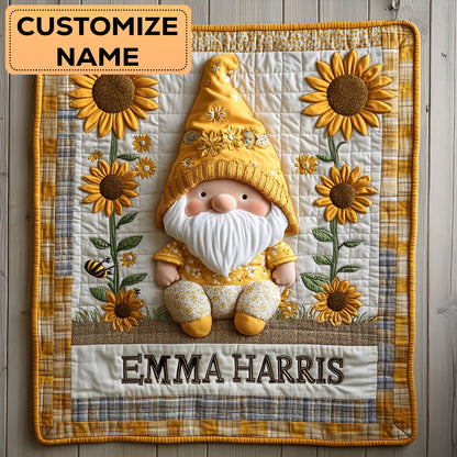Little Gnome Sunflower CW3007039CL Personalized Baby Quilt