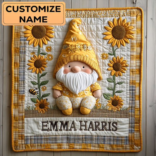 Little Gnome Sunflower CW3007039CL Personalized Baby Quilt