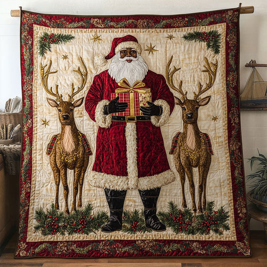 Sparkling Black Santa Claus Eve WN0511088CL Quilt