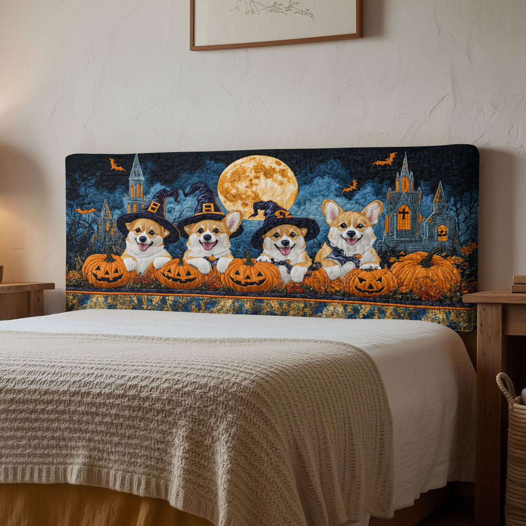 Witchy Corgi WN2012102CL Quilted Headboard Slipcover