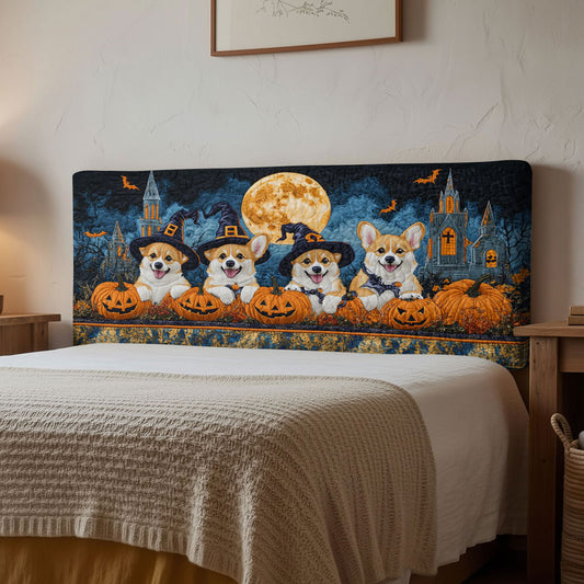 Witchy Corgi WN2012102CL Quilted Headboard Slipcover