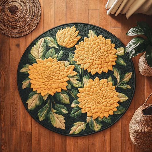 Golden Chrysanthemum Garden WY3006082CL Quilted Round Mat