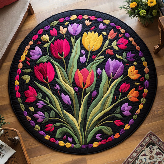 Radiant Tulip Round WN1706067CL Quilted Round Mat