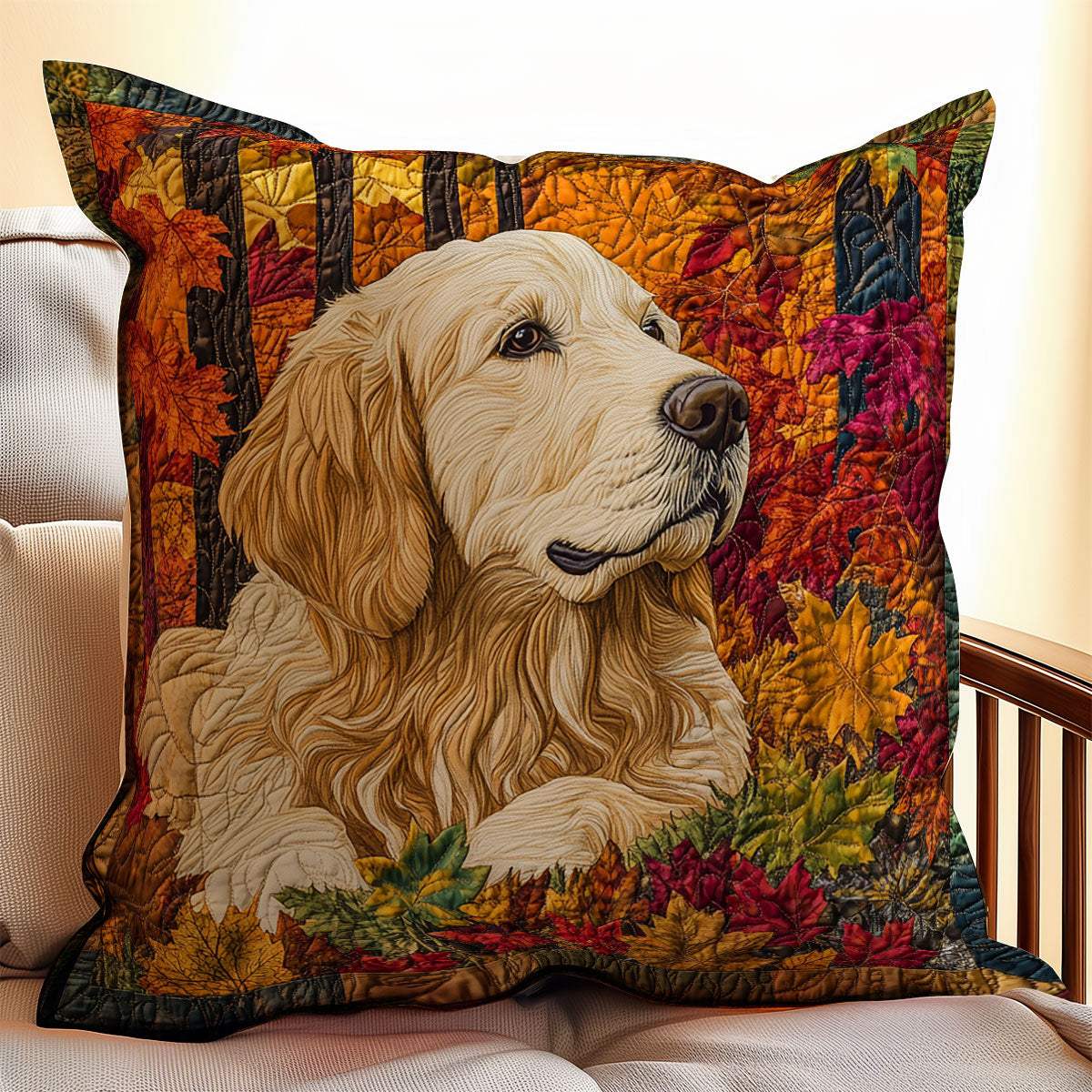 Cozy Golden Retriever WX0601099CL Quilt Pillow Case