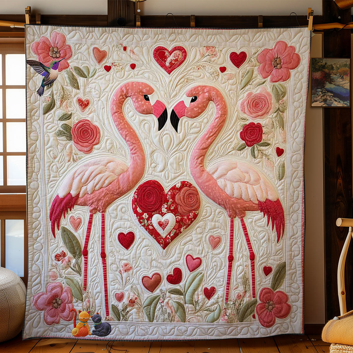 Flamingo Valentine Romance WN1112019CL Quilt