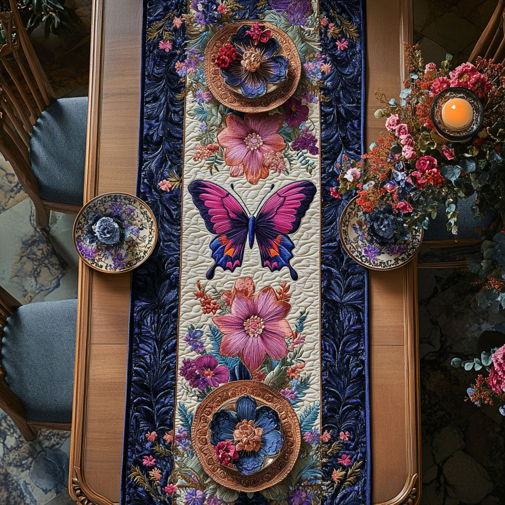 Midnight Butterfly WN0207076CL Quilted Table Runner