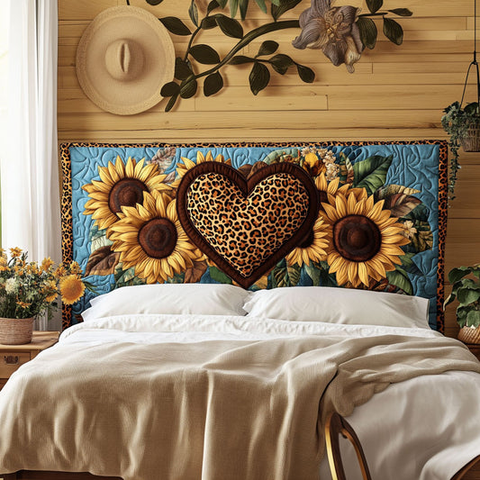 Rustic Leopard Sunflower KL2312008CL Quilted Headboard Slipcover
