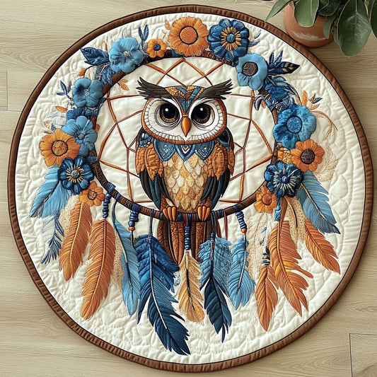 Owl Flower Dreamcatcher CW3006037CL Quilted Round Mat