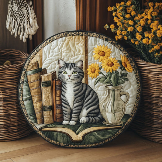 Reading Cat WY1505034CL Quilted Round Mat