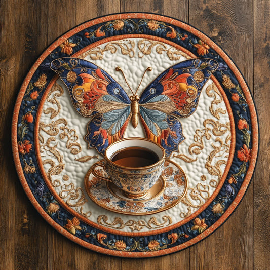 Butterfly Latte WN0406024CL Quilted Round Mat