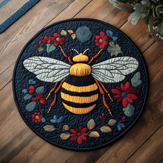 Floral Bee WX2605017CL Quilted Round Mat