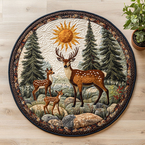 Deer Family CW1906013CL Quilted Round Mat