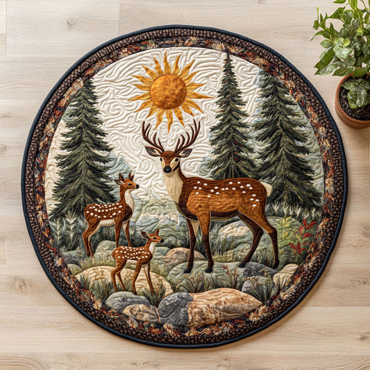 Deer Family CW1906013CL Quilted Round Mat