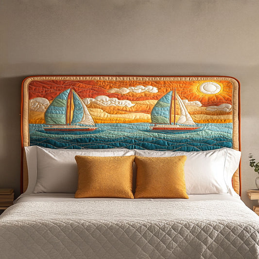 Coastal Sailboat WN2412006CL Quilted Headboard Slipcover