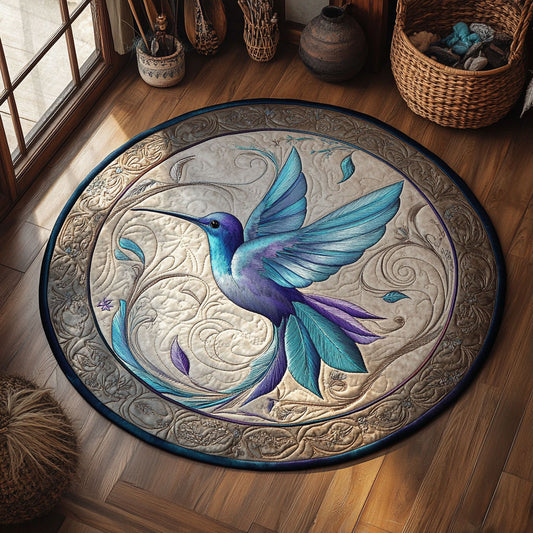 Teal Hummingbird WY2805043CL Quilted Round Mat