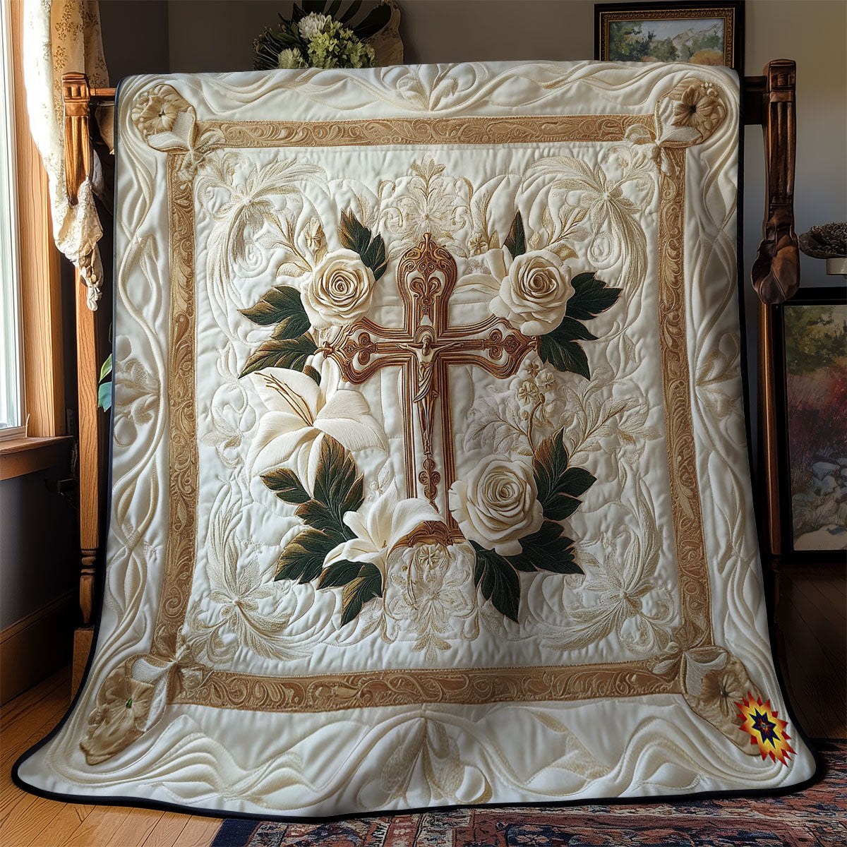 White Flower Cross WY1912062CL Quilt