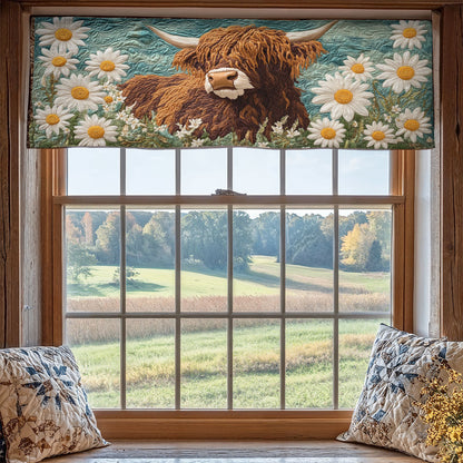 Daisy Highland Cow WX1405014CL Quilted Valance