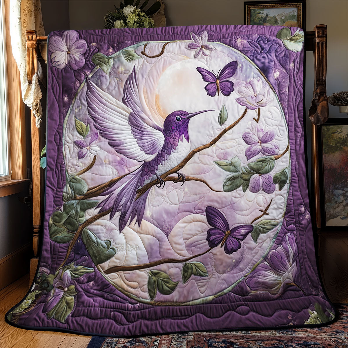 Purple Hummingbird WJ0701017CL Quilt