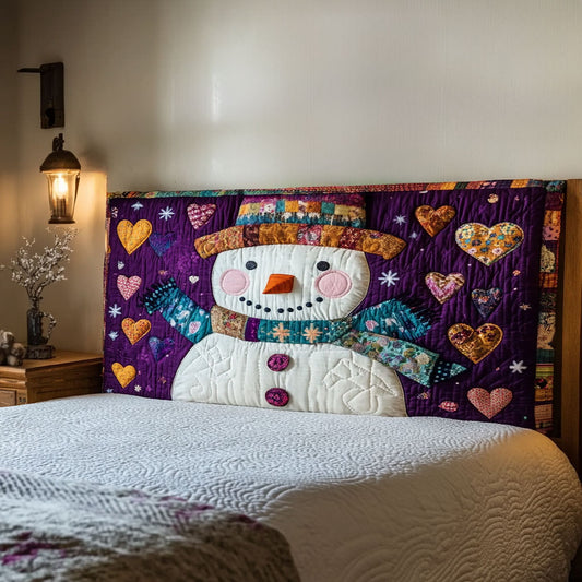 Cheery Snowman WN3112006CL Quilted Headboard Slipcover