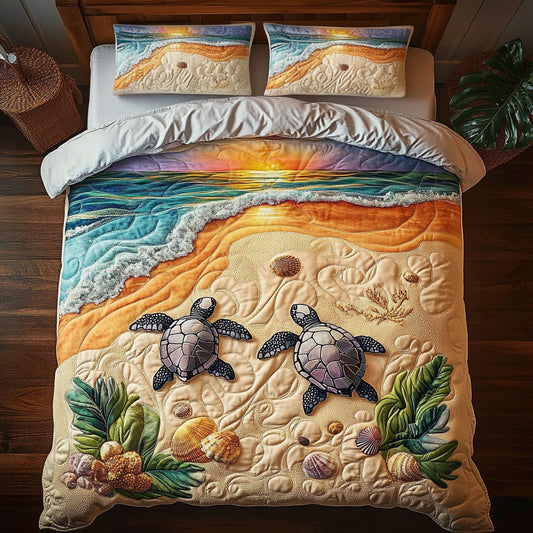 Turtle Hatchlings At Dusk WY2006049CL Duvet Cover Set