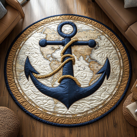 Nautical Anchor CW2607046CL Quilted Round Mat