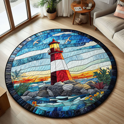 Ocean Lighthouse CW1301153CL Quilted Round Mat