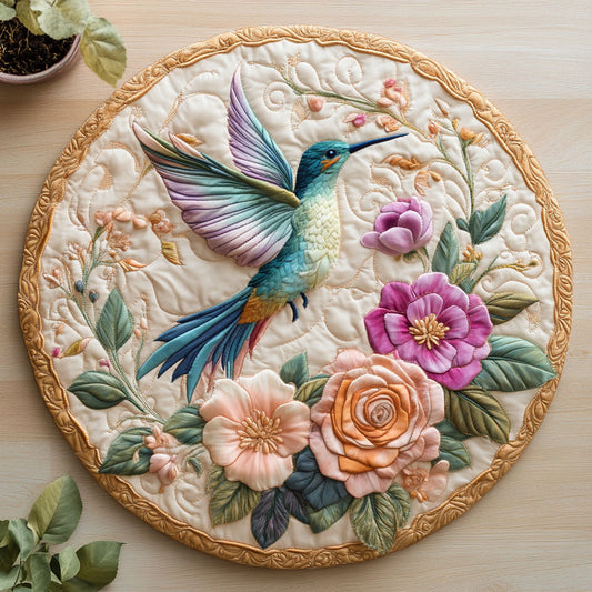 Hummingbird Flower CW3006024CL Quilted Round Mat