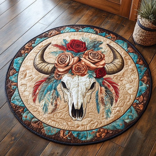 Bull Skull WX2005005CL Quilted Round Mat