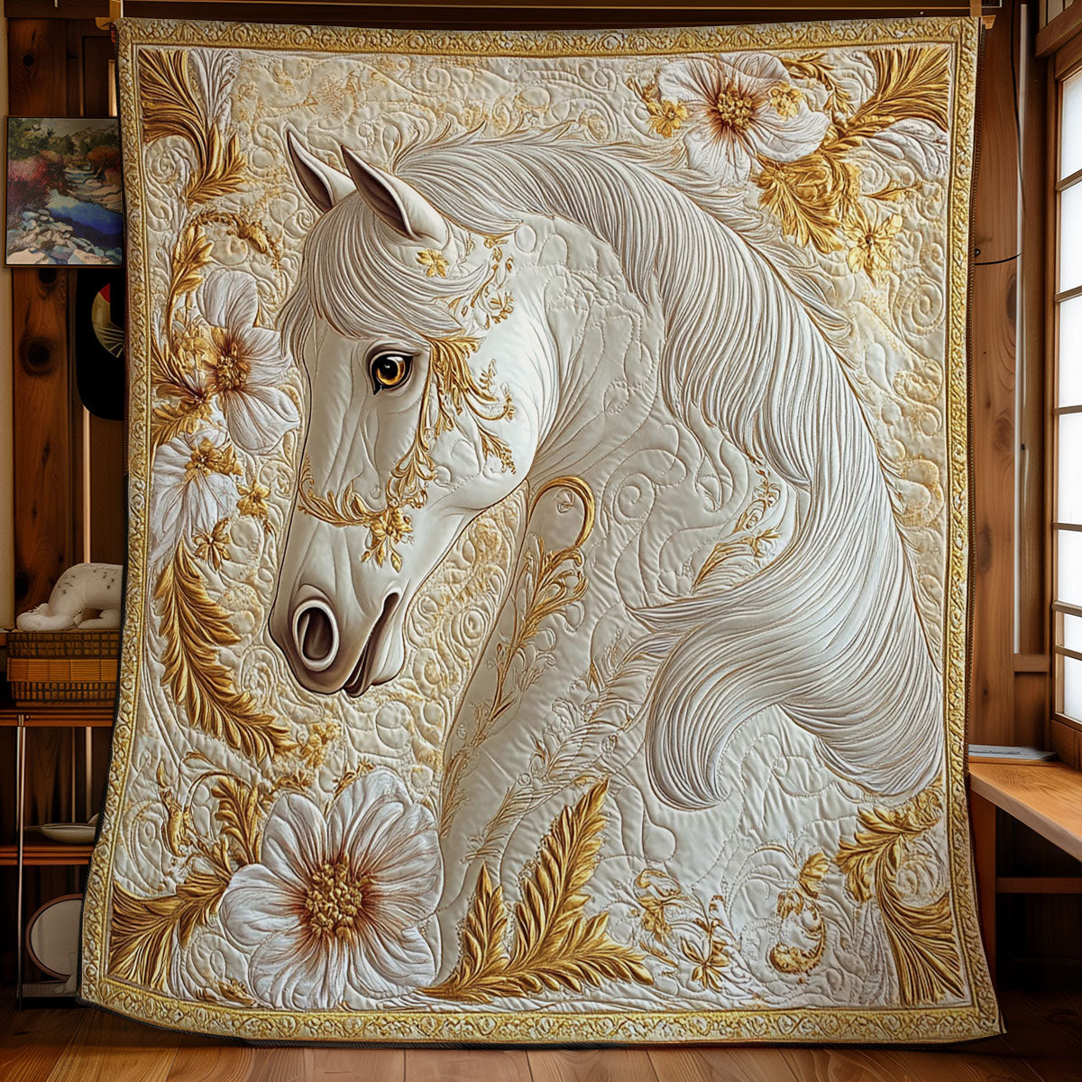 White Gold Horse WY1701071CL Quilt