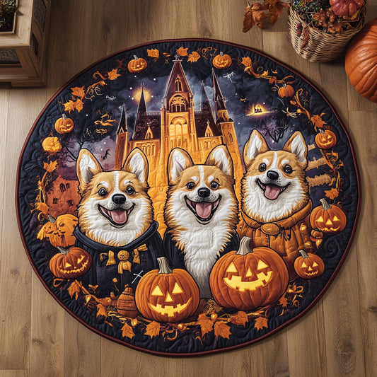 Corgi Castle Haunt WN3107012CL Quilted Round Mat