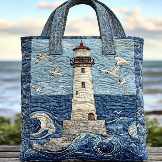Stormy Lighthouse WN2309100CL Quilted Tote Bag