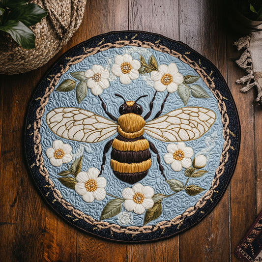 Floral Bee WY3006071CL Quilted Round Mat