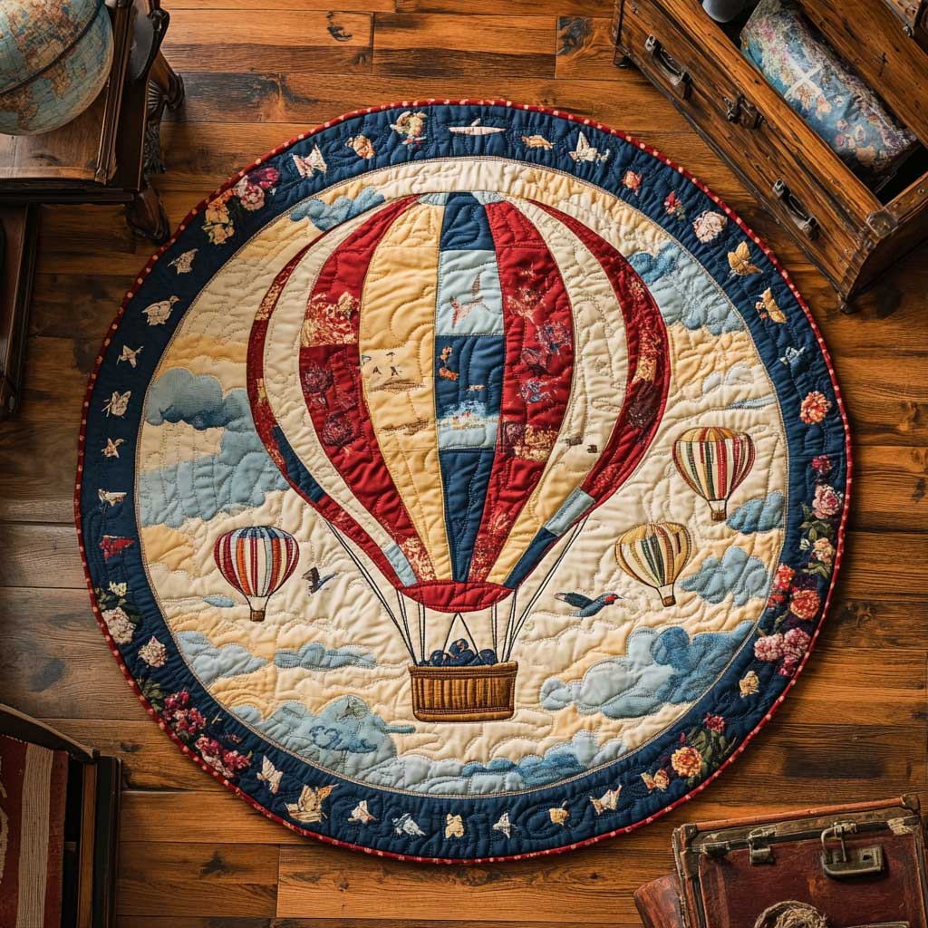 Hot Air Balloon Journey WN0304032CL Quilted Round Mat