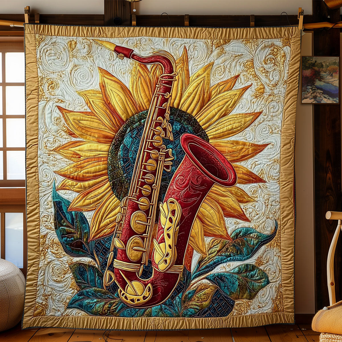 Sunflower Saxophone WY0801060CL Quilt