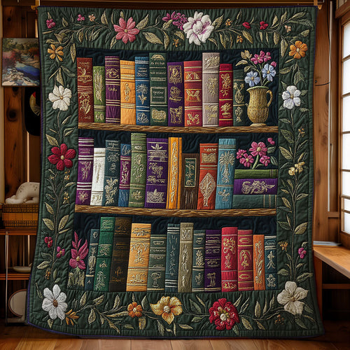 Beautiful Bookshelf In Garden WY1902052CL Quilt