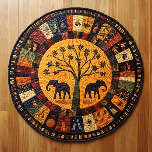 African elephant CQ2905044CL Quilted Round Mat