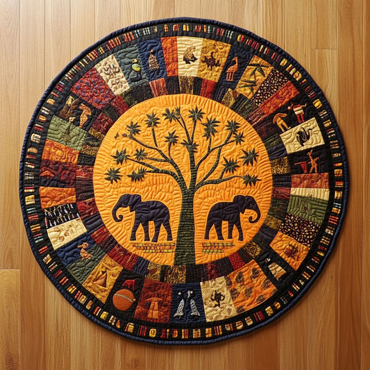 African elephant CQ2905044CL Quilted Round Mat