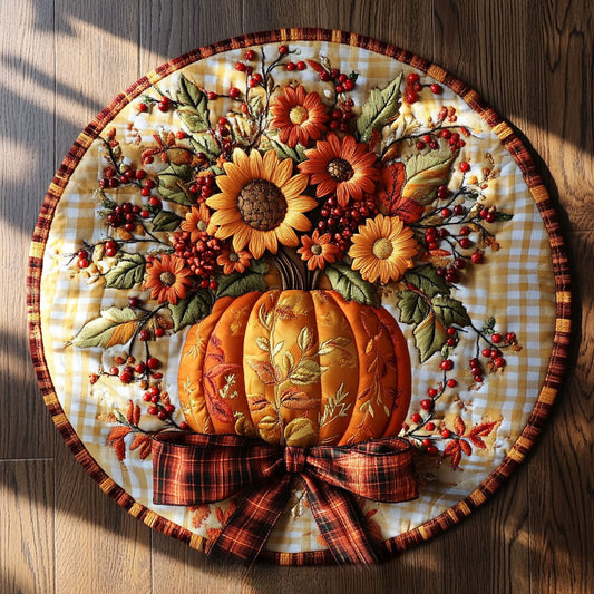 Fall Elegance Flower WN1408033CL Quilted Round Mat