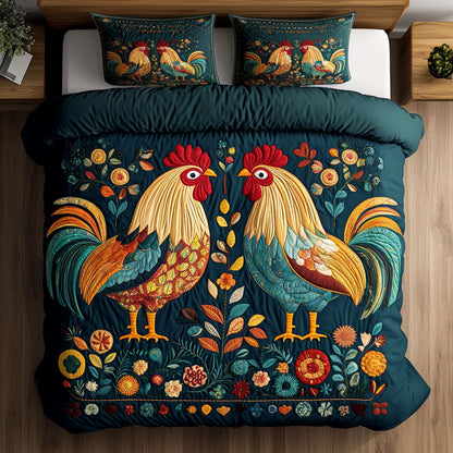 Painted Feather Chicken WN1411103CL Duvet Cover Set