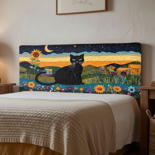 Twilight Sunflower Cat CW2212041CL Quilted Headboard Slipcover