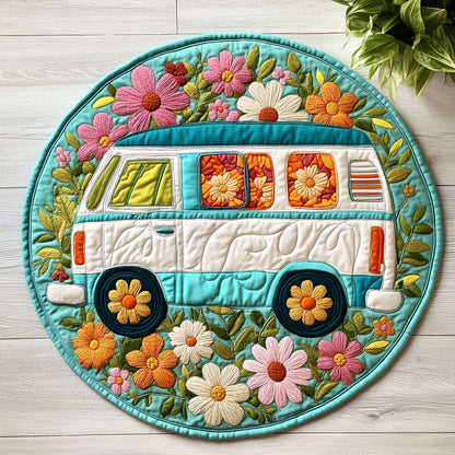 Floral Car CW2205424CL Quilted Round Mat