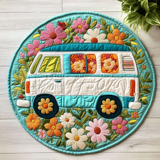 Floral Car CW2205424CL Quilted Round Mat