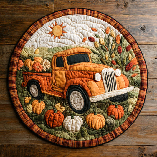 Fall Truckload Charm WY0108085CL Quilted Round Mat