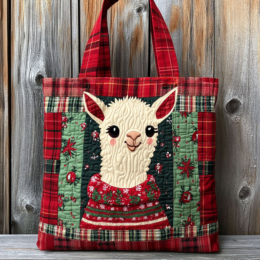 Llama Happy Noel WN1711043CL Quilted Tote Bag
