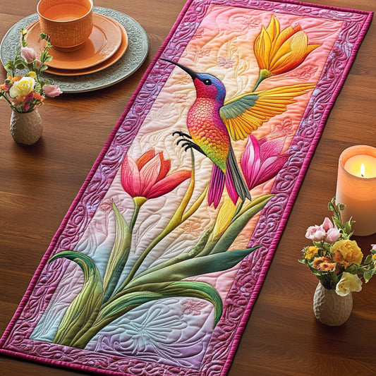 Hummingbird and Tulip CW2406025CL Quilted Table Runner